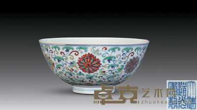 清道光 斗彩花卉纹碗 14.2×5.5cm